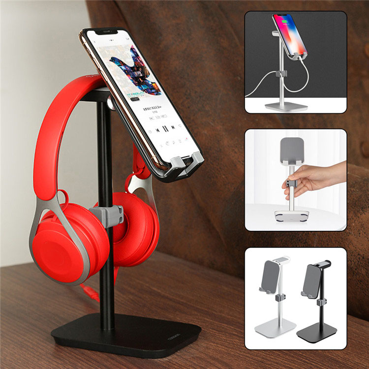 Aluminum Headphone Stand Mobile Phone Paa no ka Pakaukau